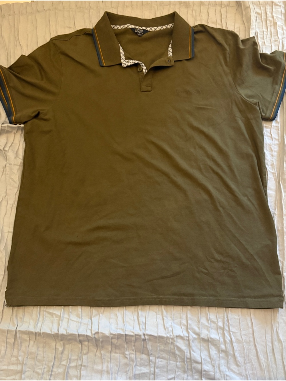 Ben Sherman Olive Green Tipped Eurocentric Polo Shirt Size XL Plaid Trim Casual